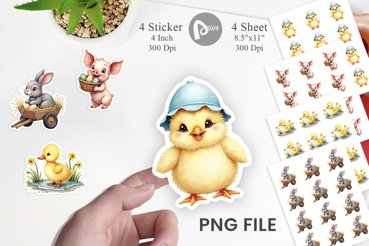 Baby Farm Animals Easter Sticker