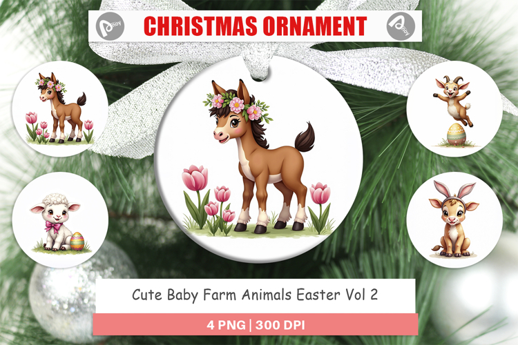 Baby Farm Animals Easter Ornament