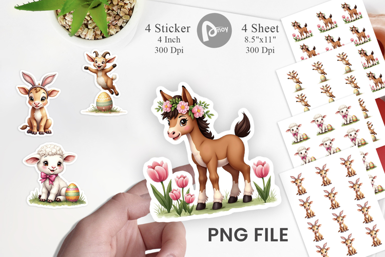 Baby Farm Animals Easter Sticker