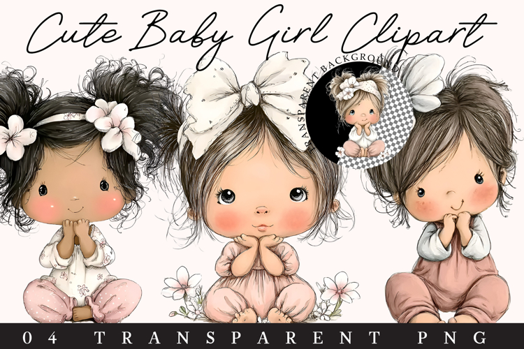 Cute Baby Girl Clipart Sublimation