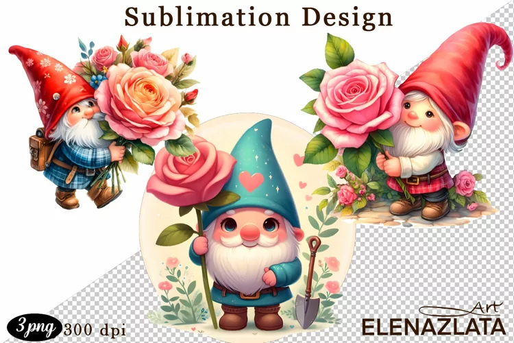 Cute gnome clipart, birthday gnome sublimation