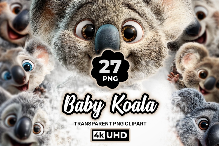 Baby Koala Clipart Bundle 27 PNG Cute Koala Art