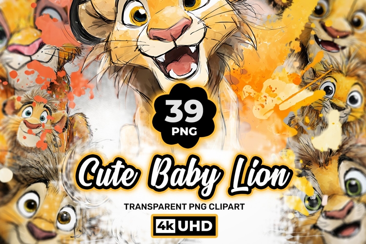 Cute Baby Lion 39 PNG Clipart Bundle 4K UHD Design Bundles