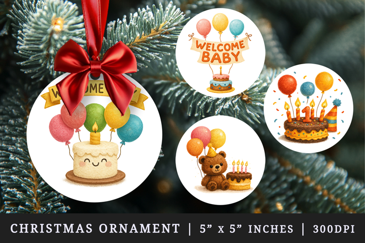 Cute Baby round ornaments sublimation design