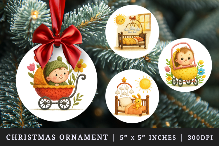 Cute Baby round ornaments sublimation design