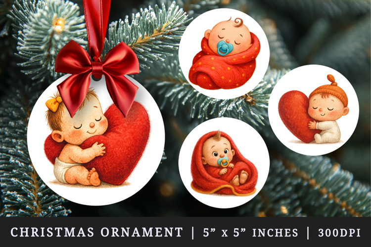 Cute Baby round ornaments sublimation design