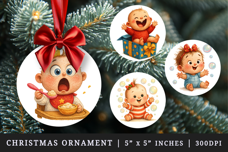 Cute Baby round ornaments sublimation design