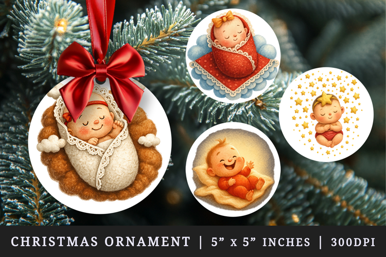 Cute Baby round ornaments sublimation design
