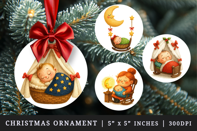 Cute Baby round ornaments sublimation design