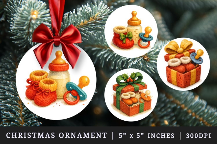 Cute Baby round ornaments sublimation design