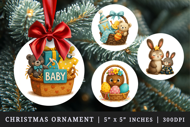 Cute Baby round ornaments sublimation design