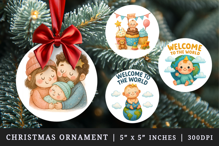 Cute Baby round ornaments sublimation design