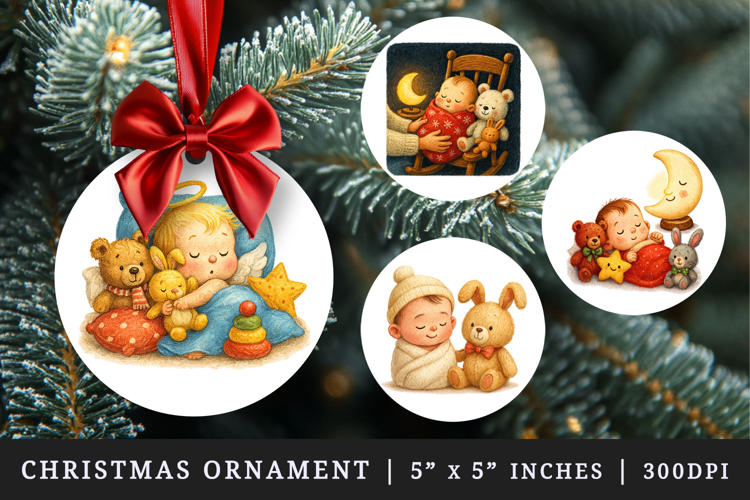 Cute Baby round ornaments sublimation design