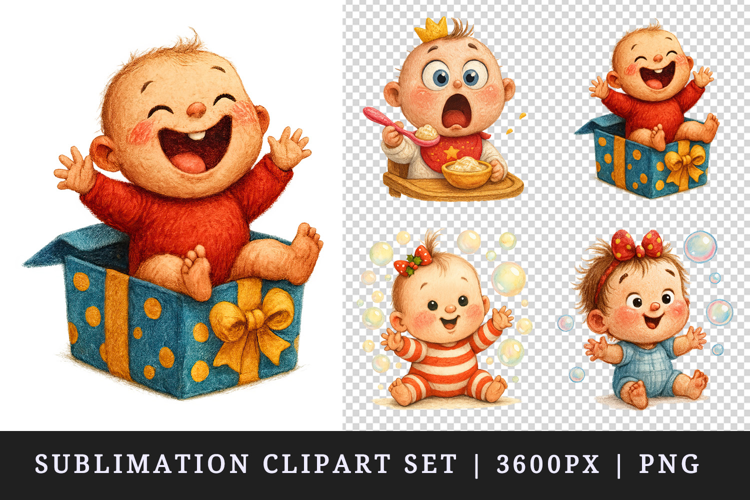 Cute Baby clipart printable sublimation design png