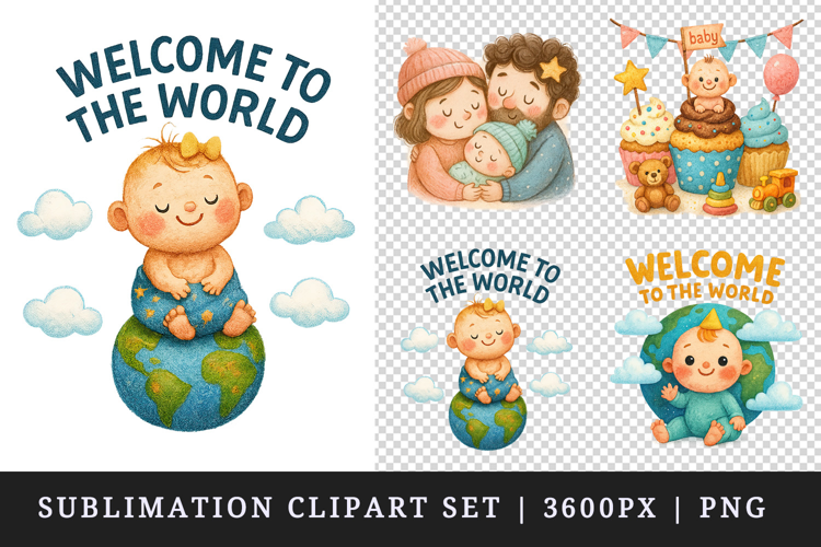 Cute Baby clipart printable sublimation design png