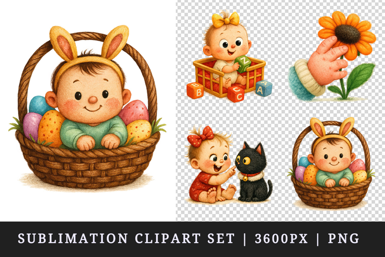 Cute Baby clipart printable sublimation design png