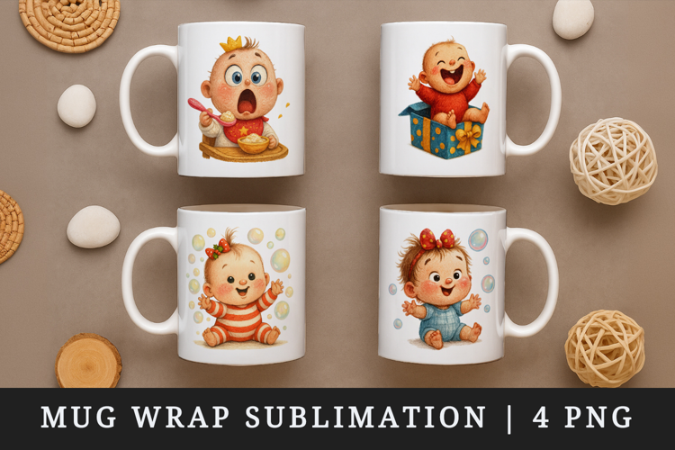Cute Baby mug wrap printable sublimation design