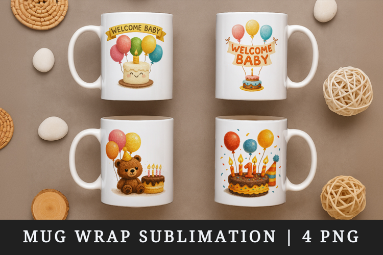 Cute Baby mug wrap printable sublimation design