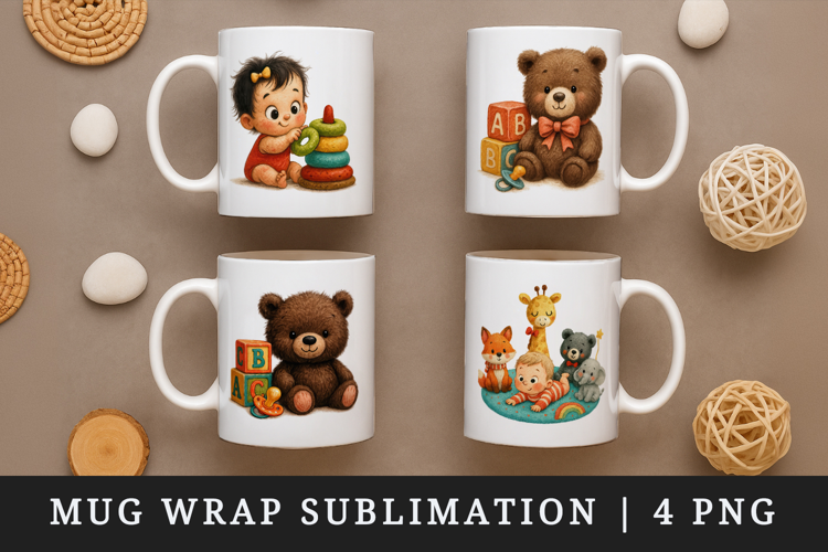 Cute Baby mug wrap printable sublimation design