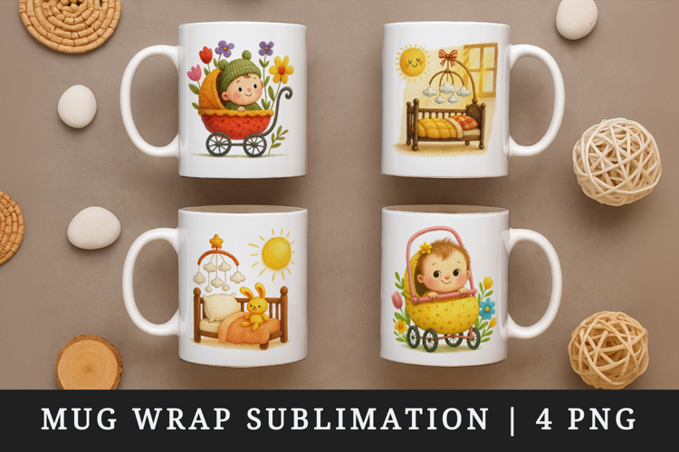 Cute Baby mug wrap printable sublimation design