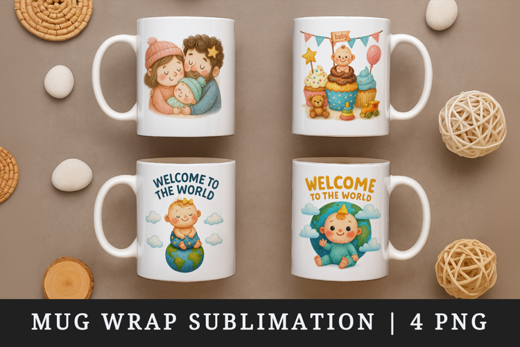 Cute Baby mug wrap printable sublimation design
