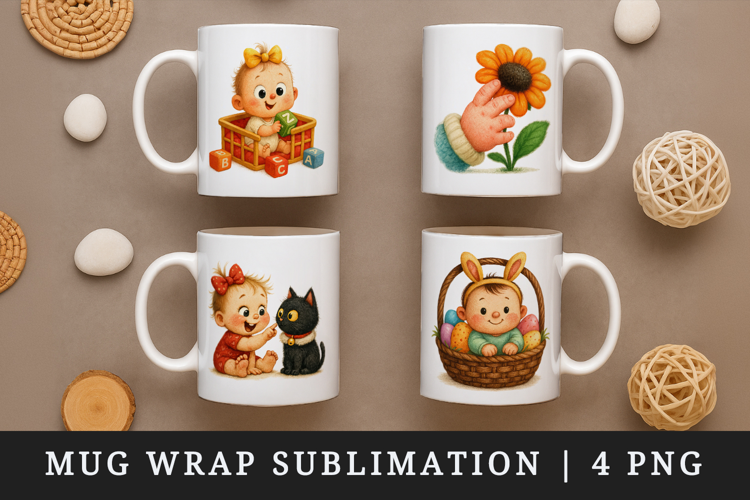 Cute Baby mug wrap printable sublimation design