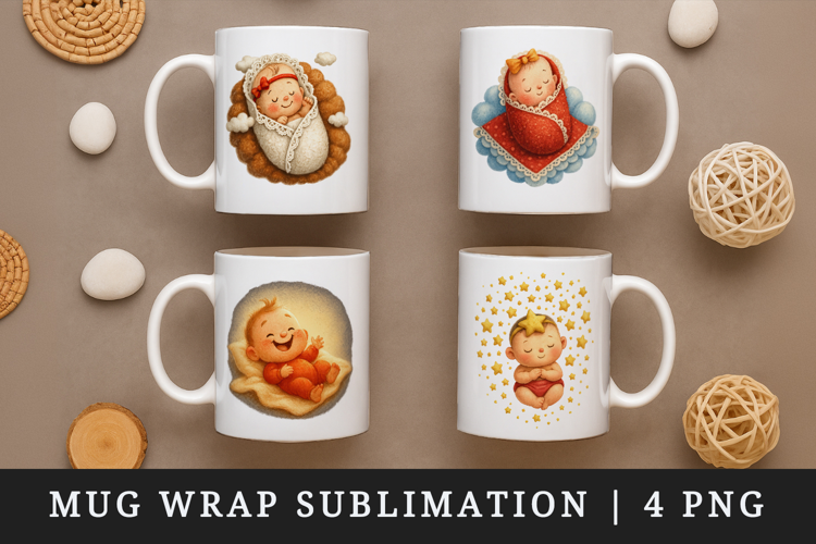 Cute Baby mug wrap printable sublimation design