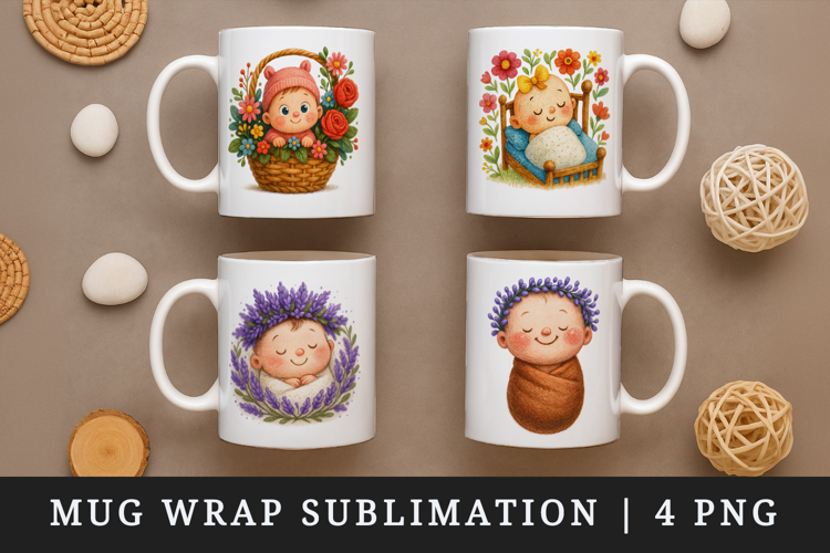 Cute Baby mug wrap printable sublimation design