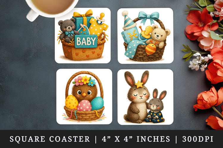 Cute Baby square coaster sublimation, coasters design