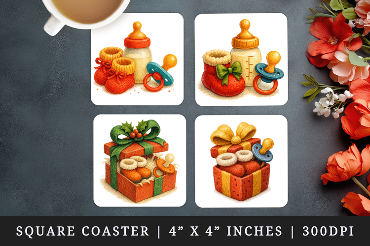 Cute Baby square coaster sublimation, coasters design