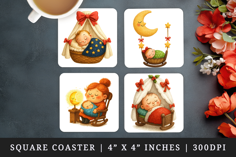 Cute Baby square coaster sublimation, coasters design