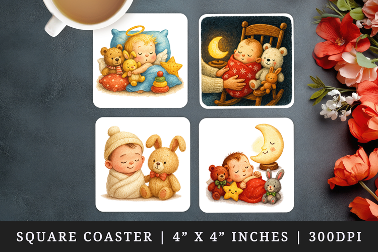 Cute Baby square coaster sublimation, coasters design