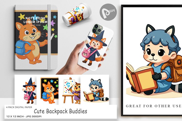 Digital Paper Backpack Buddies