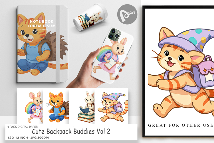 Digital Paper Backpack Buddies