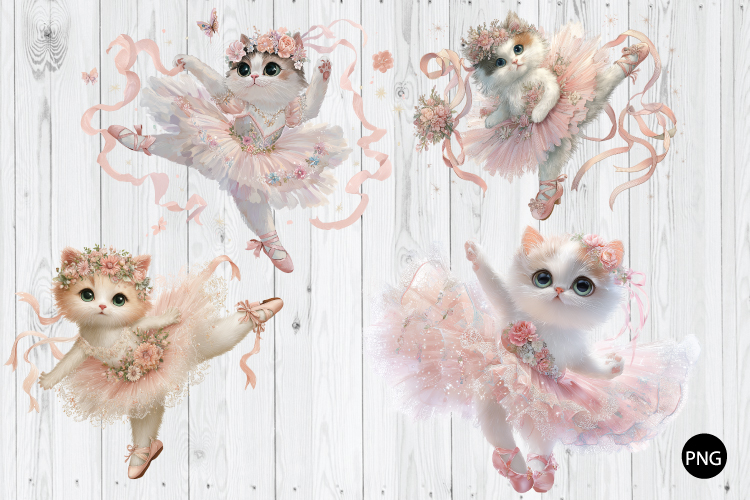 Ballerina Cat PNG, Cute Cat Ballet PNG