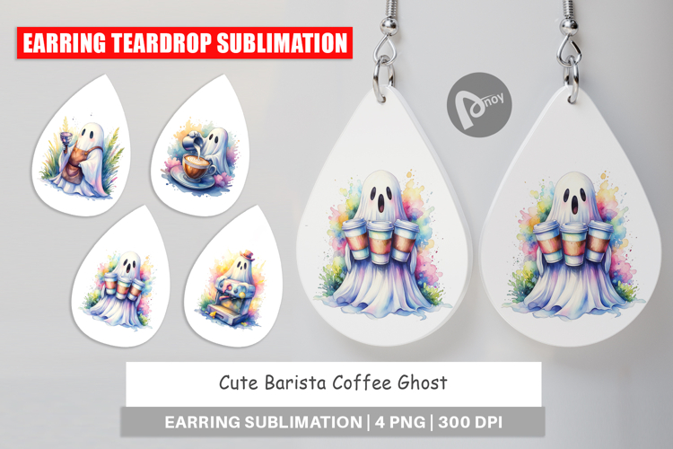 Cute Barista Coffee Ghost Earring
