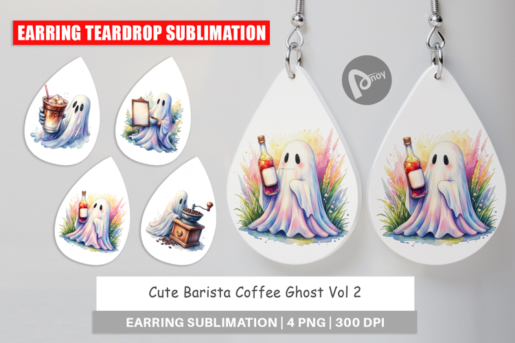 Cute Barista Coffee Ghost Earring