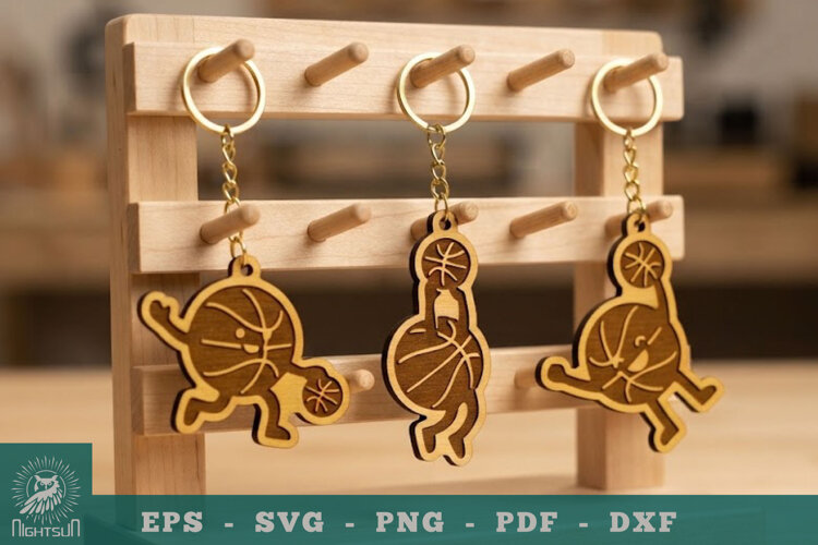 Cute Basketball Lasercut Keychain example image 1