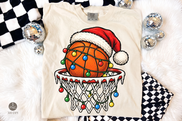 Cute Basketball Santa Hat PNG, Winter Sports Holiday Graphic
