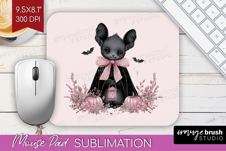 Cute Bat Cute Mouse Pad Sublimation Pink Halloween Mousepad