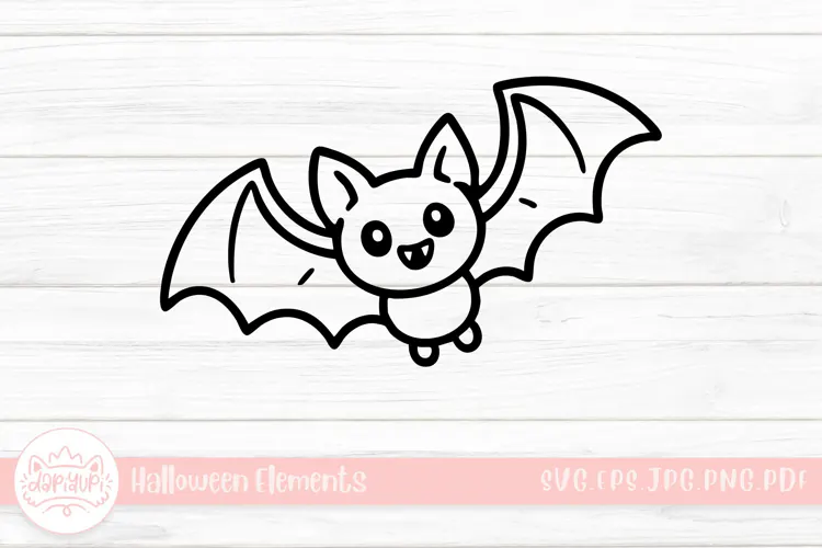 cute bat doodle halloween element