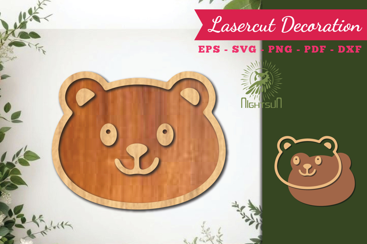 Cute Bear Lasercut Decoration SVG