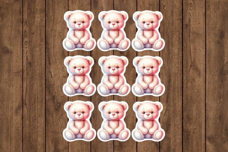 Cute Bear Printable Stickers - PNG Sticker Sheet
