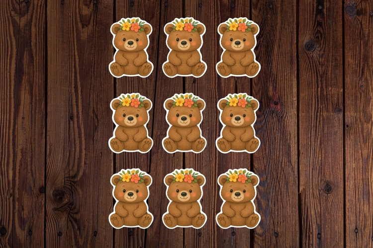 Cute Bear Printable Stickers - PNG Sticker Sheet