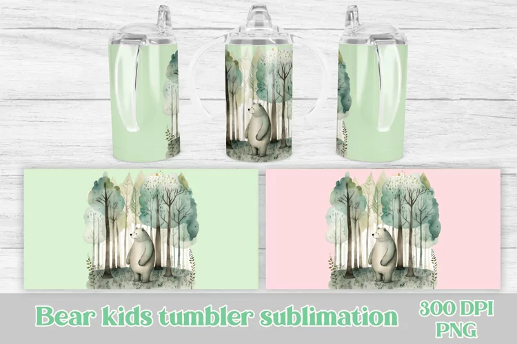 Sippy cup sublimation | Bear kids tumbler