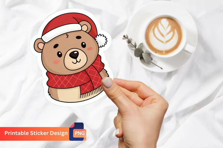 Cute Bear Sticker Design,Adorable Bear Sticker,Cute Bear Art