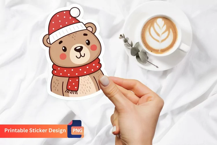 Cute Bear Sticker Design,Adorable Bear Sticker,Cute Bear Art
