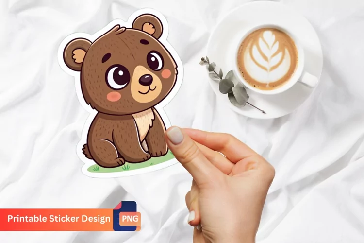Cute Bear Sticker Design,Adorable Bear Sticker,Cute Bear Art