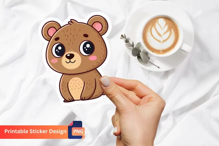 Cute Bear Sticker Design,Adorable Bear Sticker,Cute Bear Art