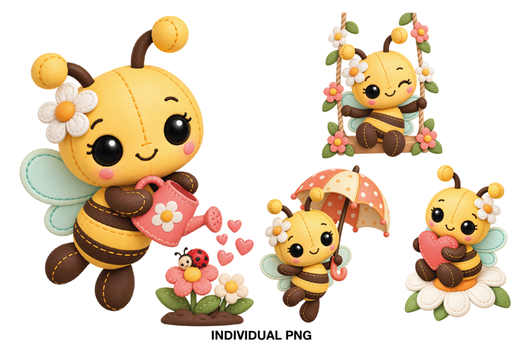 Cute Bee Clipart PNG, Romantic Bumblebee Graphics